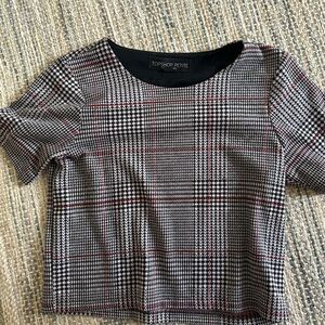 Topshop Petite Black and White Checkered Top